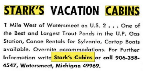 Starks Vacation Cabins - Jun 27 1972 Article (newer photo)